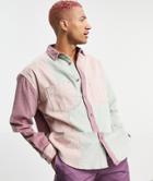 Asos Design 90s Oversized Cord Shirt In Pastel Color Block-multi