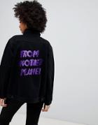 Chorus From Another Planet Denim Sequined Denim Jacket - Black