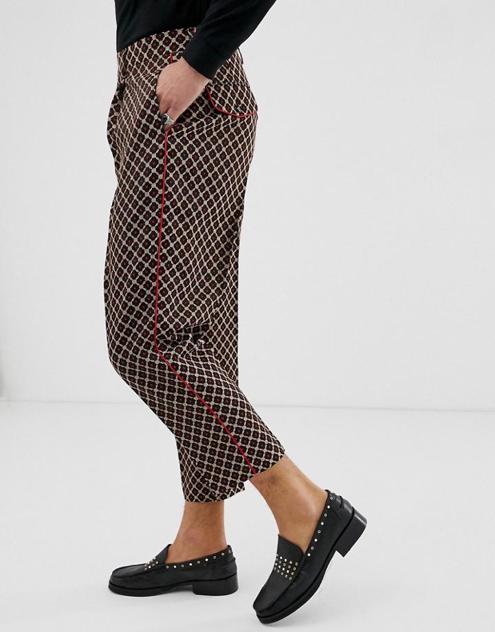 Asos Edition Drop Crotch Tapered Pants With Geo In Black - Black