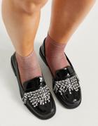 Asos Design Penny Loafers With Embellishment In Black Patent