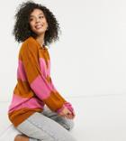 Asos Design Tall Oversized Rugby Style Sweater With Collar In Stripe-multi