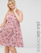 New Look Plus Floral Cross Back Dress - Pink