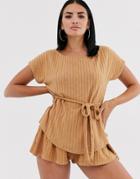 Asos Design Mix & Match Lounge Off Shoulder Top With Tie-tan