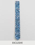 Reclaimed Vintage Inspired Skinny Tie In Blue Leopard Print - Blue