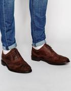Asos Oxford Brogue Shoes In Heavily Waxed Brown Suede - Brown