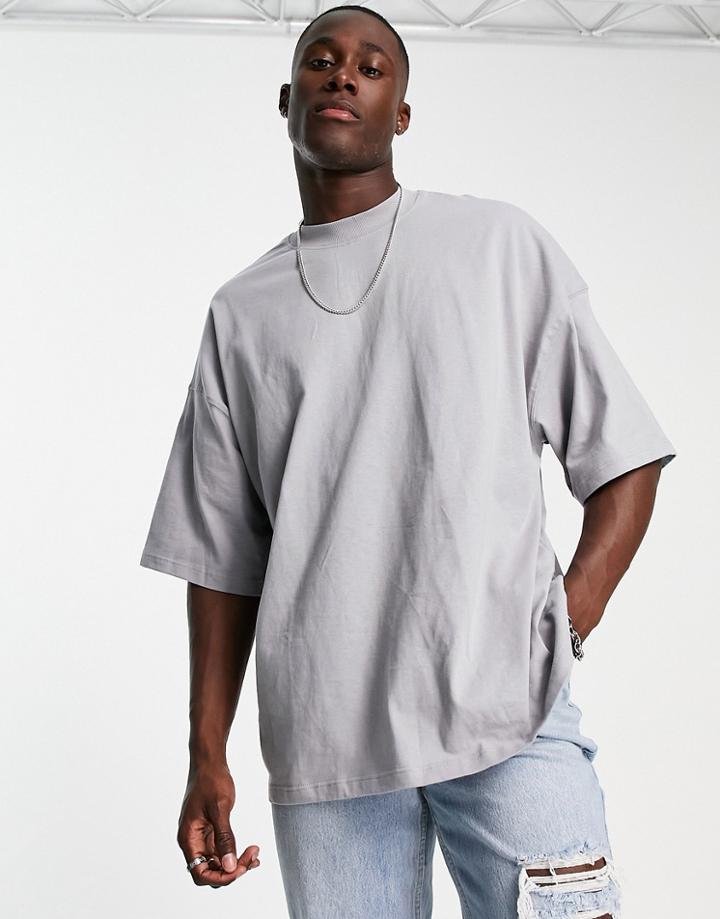 Topman Extreme Oversized Fit Organic T-shirt In Sleet-gray