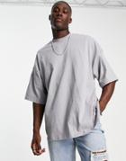 Topman Extreme Oversized Fit Organic T-shirt In Sleet-gray