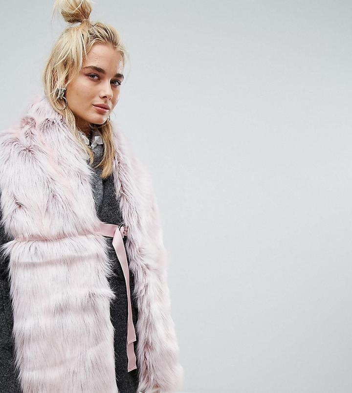 Urbancode Faux Fur Pink Scarf With Ring Fastening