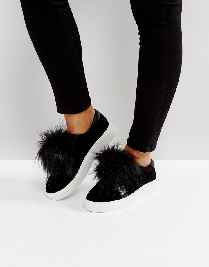Kg By Kurt Geiger Luxe Faux Fur Sneakers - Black