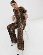 Na-kd Plisse Pants With Leopard Print In Brown Two-piece - Multi