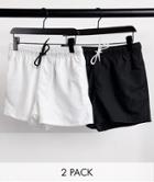Asos Design 2 Pack Swim Shorts In Black & White Save-multi