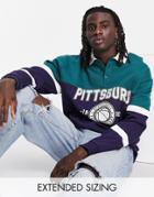 Asos Design Oversized Rugby Sweatshirt In Collegiate Navy & Green Color Block-multi