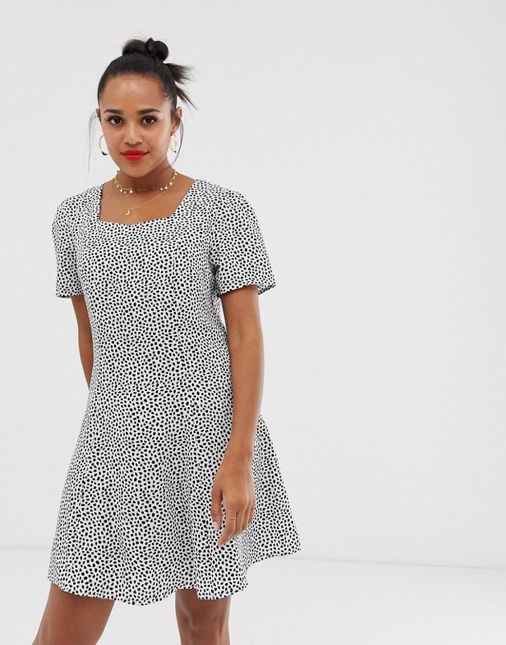 Glamorous Smock Dress In Scattered Polka Dot-cream