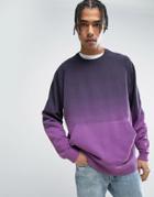 Asos Oversized Sweatshirt With Dip Dye - Purple