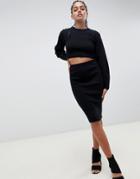Asos Design Two-piece Skirt In Rib-black