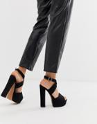 Asos Design Hutchinson Platform Block Heeled Sandals-black