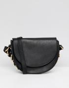 Asos Design Saddle Bag With Ring Side Detail - Black