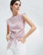 Oasis Tie Front Sleeveless Blouse - Red