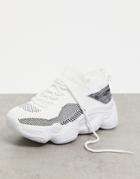 Truffle Collection Knit Running Sneakers With Bubble Sole In Off-white