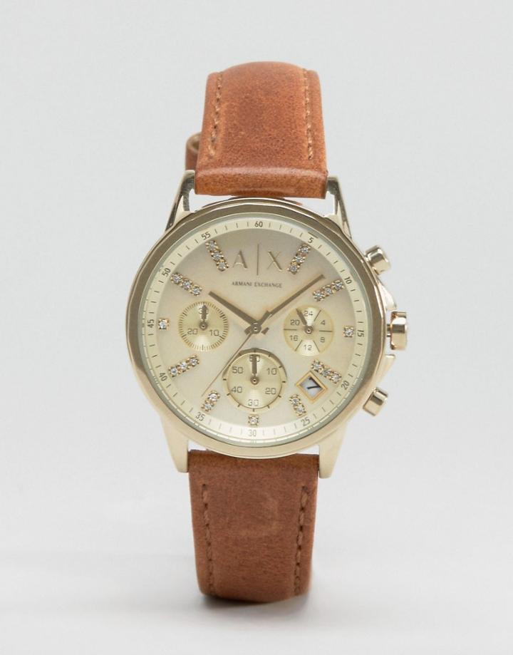 Armani Exchange Tan Leather Lady Banks Watch Ax4334 - Brown