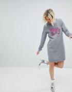 Love Moschino Sequined Logo Sweat Dress - Gray