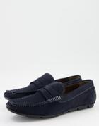 French Connection Suede Driver Shoes In Marine-blues