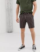 River Island Smart Chino Shorts In Navy Stripe - Navy