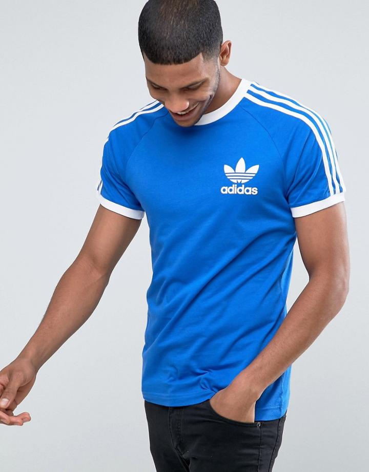 Adidas Originals California T-shirt In Blue Br4177 - Blue