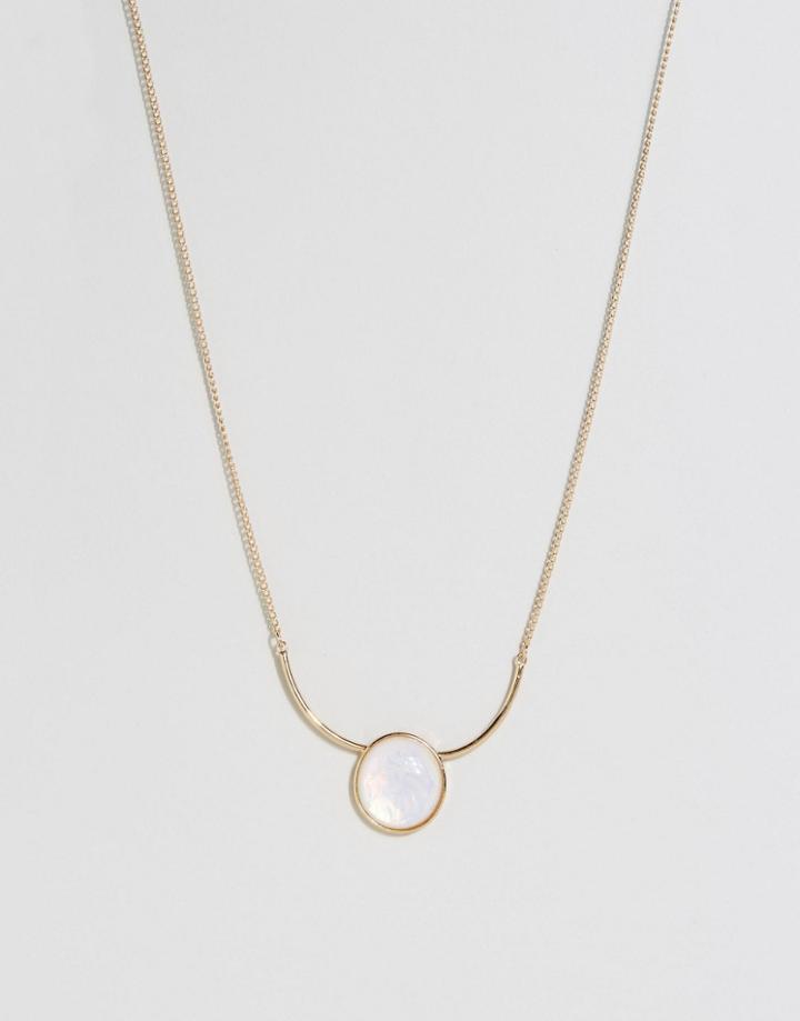 New Look Stone Pendant Necklace - White