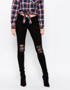 Noisy May Eve Super Slim Lace Knee Jean - Black 34