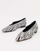 Asos Design Lexie Ballet Flats In Zebra Print-black