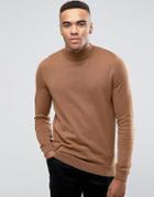 New Look Turtleneck Sweater In Camel - Tan