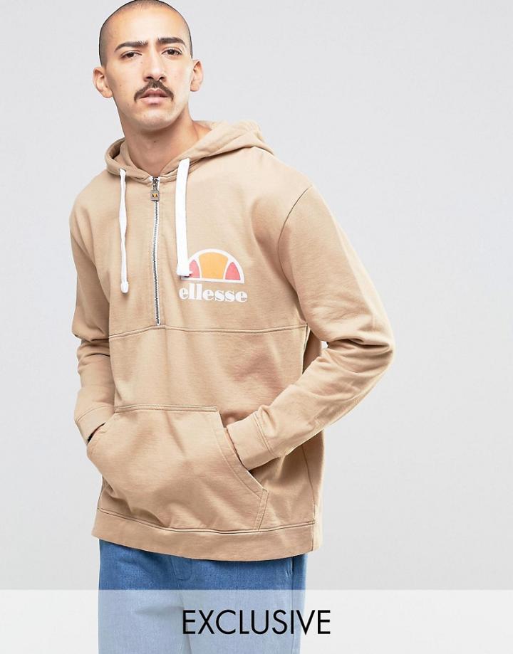 Ellesse Hoodie With Half Zip - Stone