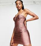 Parisian Tall Ruched Bust Cup Mini Body-conscious Dress In Dusky Pink