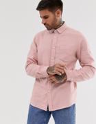 Asos Design Regular Fit Pink Flannel Marl Shirt