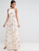 Asos Cutout Waist Floral Maxi Dress - Multi