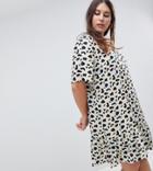 Asos Design Curve Drop Waist Mini Dress In Animal Print - Multi