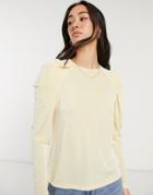 Vero Moda Slinky Top With Deep Cuffs In Cream-white