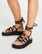 Asos Design Fizzle Chunky Rope Sandals In Black