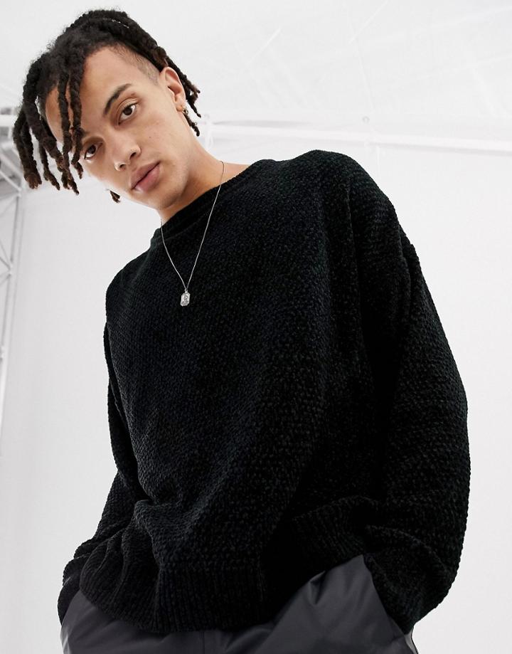 Mennace Sweater In Black Chenille - Black