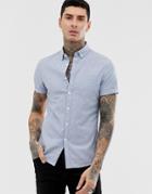 Asos Design Skinny Fit Oxford Shirt In Blue - Blue