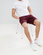 Asos Design Slim Chino Shorts In Burgundy - Red