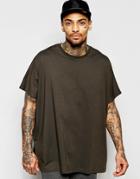 Asos Extreme Oversized T-shirt In Khaki - Comrade Khaki