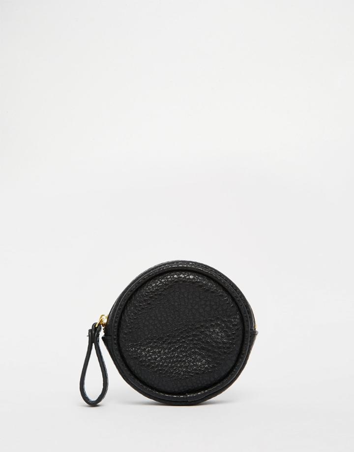 Monki Round Zip Coin Purse - Black