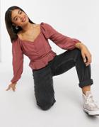 New Look Textured Square Neck Blouse In Orange