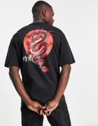 Selected Homme Oversized T-shirt With Dragon Back Print In Black