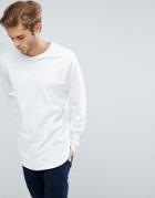 Asos Longline Sweatshirt With Curved Hem - White