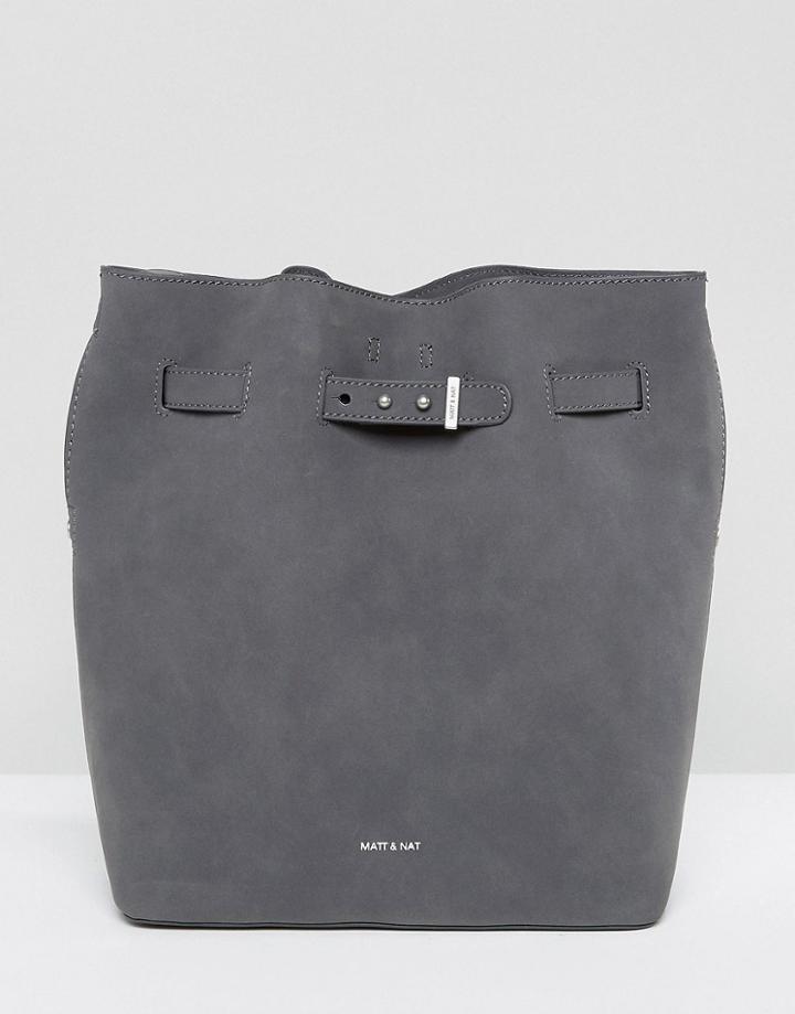 Matt & Nat Lexi Faux Suede Gray Bucket Bag - Gray