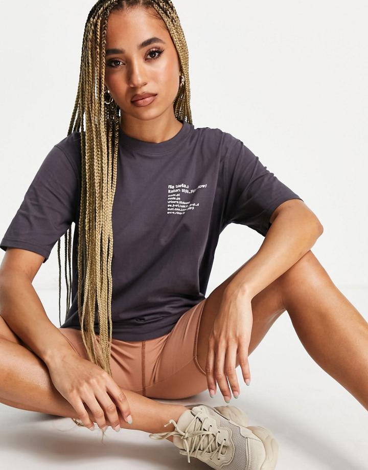 Fila Script Logo Oversized T-shirt In Gray-grey