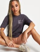 Fila Script Logo Oversized T-shirt In Gray-grey